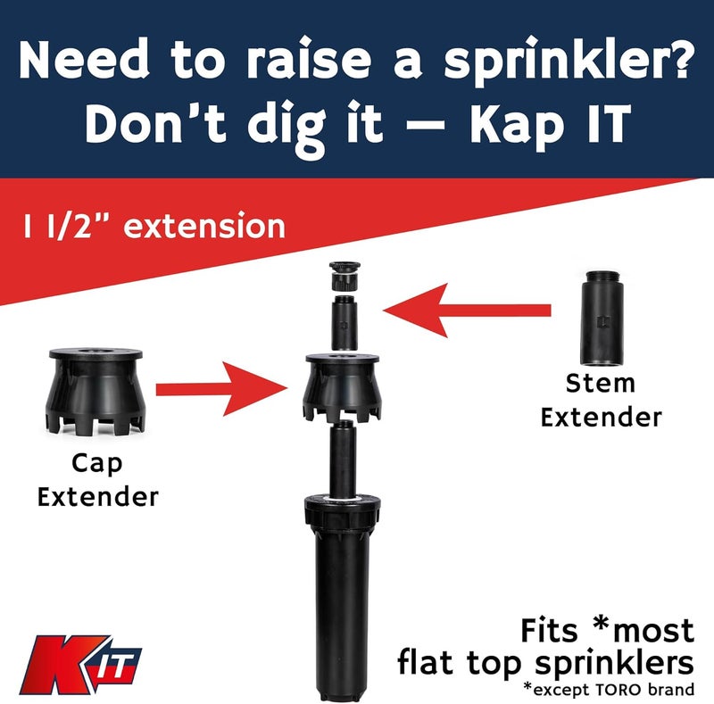 KIT 1.5 Inch Pop-Up Riser Extension 2 Pack, No-Dig Stackable Irrigation Height Adapter, Tool-Free Lift Solution for Lawn Systems, Universal Sprinkler Component, Black Plastic - Image 3